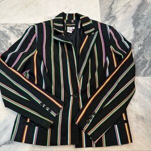 Metrostyle Vibrant Rainbow Striped Blazer Size 8